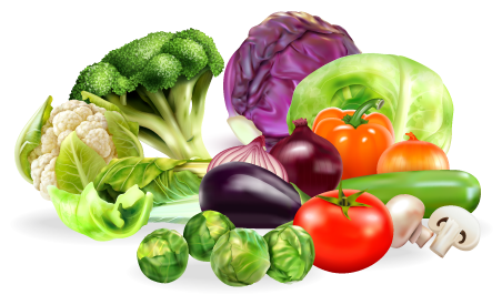 Vegetables, mashrooms, fruits