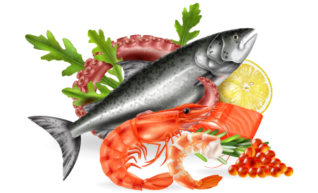 Fish, caviar and seafood